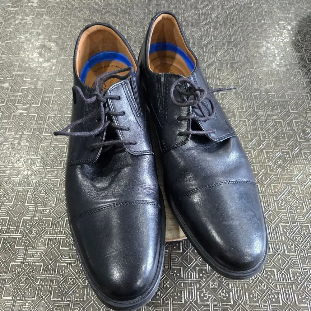 🐢 Clarks Men's Black Whiddon Cap Toe Oxford Size 10.5.